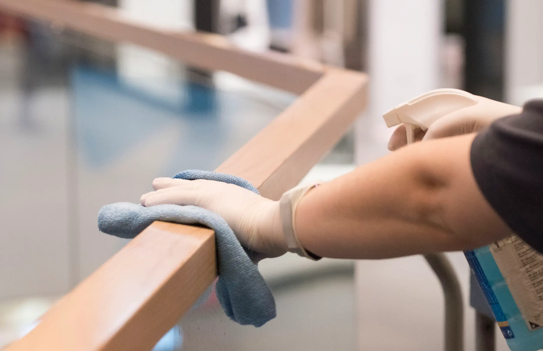 Wiping down a high-touch surface